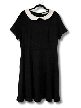 NEMIDOR Wednesday Addams style black white plus short sleeve size dress XL 14